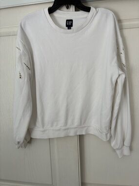 GAP White Crewneck Sweatshirt with Sleeve Cutouts